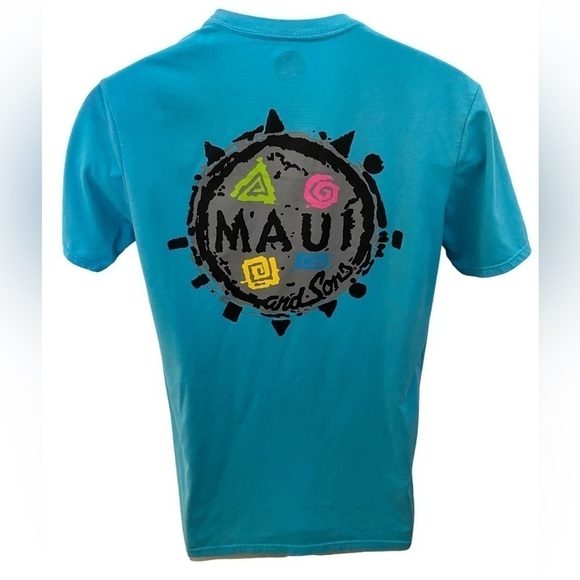 Maui & SONS Surf Logo Turquoise Tee Shirt Men M Medium - Picture 1 of 6